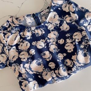Navy Blue and Pink Floral Romper